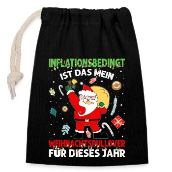 Aufgrund der Preiserhöhung - Ugly Christmas Pulli - Verschließbarer Geschenkbeutel aus Baumwolle (14x20cm) - Schwarz - Vorne