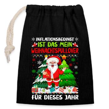 Aufgrund der Preiserhöhung - Ugly Christmas Pulli - Verschließbarer Geschenkbeutel aus Baumwolle (14x20cm) - Schwarz - Vorne