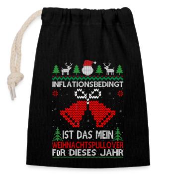 Aufgrund der Preiserhöhung - Ugly Christmas Pulli - Verschließbarer Geschenkbeutel aus Baumwolle (14x20cm) - Schwarz - Vorne