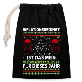 Aufgrund der Preiserhöhung - Ugly Christmas Pulli - Verschließbarer Geschenkbeutel aus Baumwolle (14x20cm) - Schwarz - Vorne