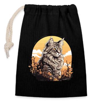 Maine Coon - Closable cotton gift bag (14x20cm) - black - Front