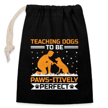 Dresseur de chiens Dressage de chiens Dressage de chiens Soins aux animaux de compagnie Pr - Sac cadeau en coton avec cordon (14 x 20 cm) - noir - Devant
