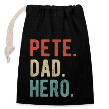 Pete Dad Hero - Closable cotton gift bag (14x20cm) - black - Front