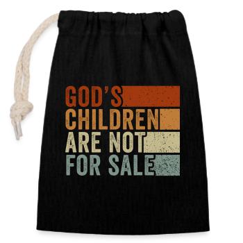 God's Children Are Not For Sale Christian Children - Closable cotton gift bag (14x20cm) - black - Front