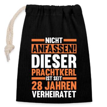 Ehe Nelkenhochzeit 28 Jahre Verheiratet Hochzeitst - Verschließbarer Geschenkbeutel aus Baumwolle (14x20cm) - Schwarz - Vorne
