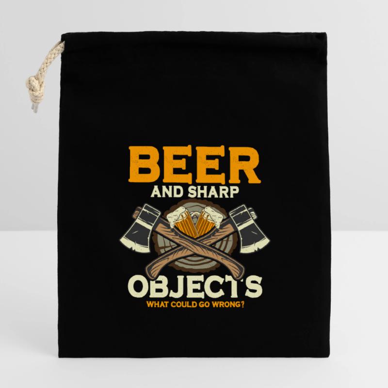 Beer And Sharp Objects Hatchet Ax Axe Throwing Verschließbarer Geschenkbeutel aus Baumwolle (14x20cm)