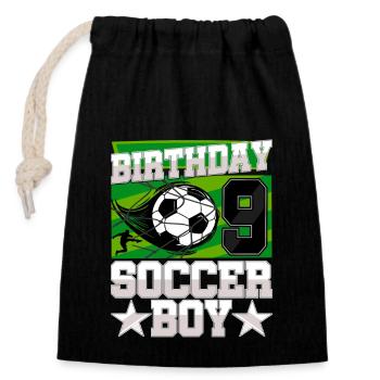 9th birthday Boy Soccer 9 Years Old Gifts - Closable cotton gift bag (14x20cm) - black - Front