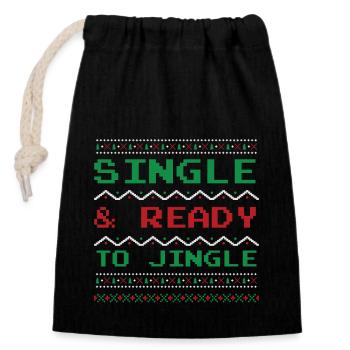 Single & Ready to Jingle - Verschließbarer Geschenkbeutel aus Baumwolle (14x20cm) - Schwarz - Vorne