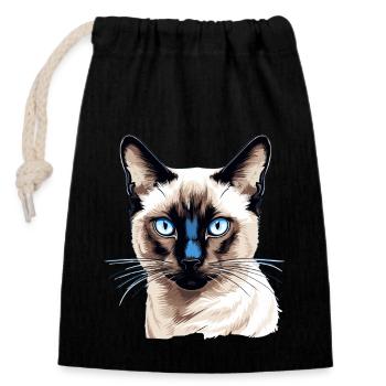Siamese Cat Siamkatze - Verschließbarer Geschenkbeutel aus Baumwolle (14x20cm) - Schwarz - Vorne