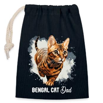 Chat du Bengale - Sac cadeau en coton avec cordon (14 x 20 cm) - bleu marine - Devant