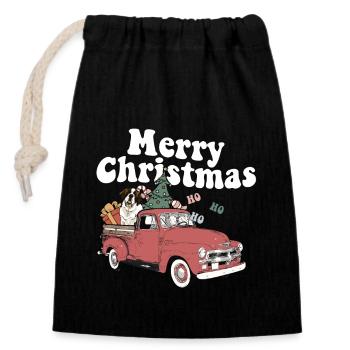 Vintage Red Pick Up Truck Saint Bernard Dog Merry - Verschließbarer Geschenkbeutel aus Baumwolle (14x20cm) - Schwarz - Vorne
