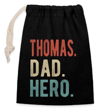 Thomas Papa Héros - Sac cadeau en coton avec cordon (14 x 20 cm) - noir - Devant