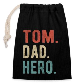Tom Papa Héros - Sac cadeau en coton avec cordon (14 x 20 cm) - noir - Devant