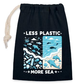 Less Plastic More Sea Environment Environmentalists - Closable cotton gift bag (14x20cm) - navy - Front
