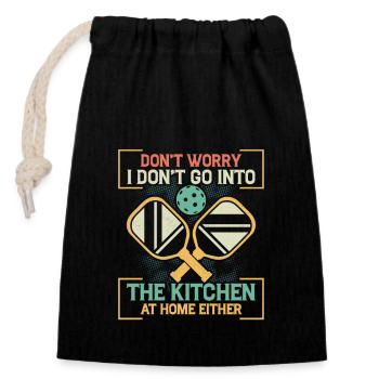 Ne vous inquiétez pas Kitchen Paddle Pickleball - Sac cadeau en coton avec cordon (14 x 20 cm) - noir - Devant