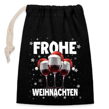 Frohe Weihnachten - Verschließbarer Geschenkbeutel aus Baumwolle (14x20cm) - Schwarz - Vorne