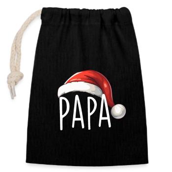 Merry Christmas Dad - Closable cotton gift bag (14x20cm) - black - Front