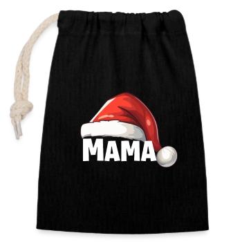 Merry Christmas Mom with Santa Hat - Closable cotton gift bag (14x20cm) - black - Front