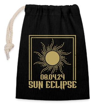 Totale Sonnenfinsternis Usa 8. April 2024 - Verschließbarer Geschenkbeutel aus Baumwolle (14x20cm) - Schwarz - Vorne