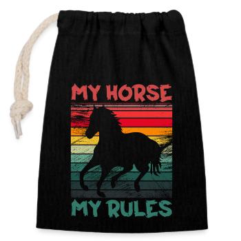 My Horse, My rules - knight gift - rider - Closable cotton gift bag (14x20cm) - black - Front