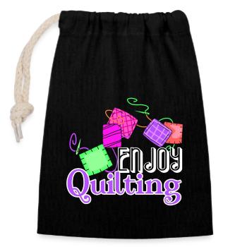 Quilting Enjoy Quilting - Closable cotton gift bag (14x20cm) - black - Front