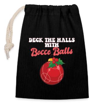 Pont de Noël Les Salles Avec Joueur De Pétanque - Sac cadeau en coton avec cordon (14 x 20 cm) - noir - Devant
