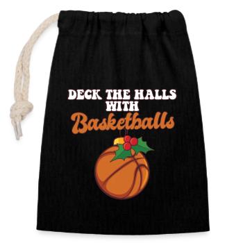 Deck The Halls With Basketball Player Coach - Closable cotton gift bag (14x20cm) - black - Front