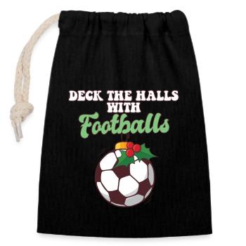 Deck The Halls With Football Player Coach - Closable cotton gift bag (14x20cm) - black - Front