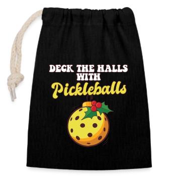 Deck The Halls With Pickleball Player Coach - Closable cotton gift bag (14x20cm) - black - Front