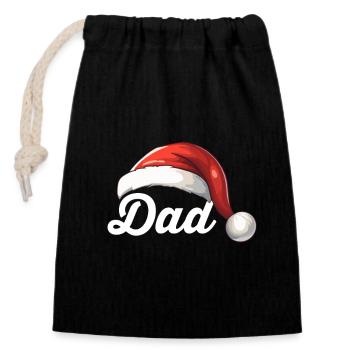 Santa Hat Dad Dad - Closable cotton gift bag (14x20cm) - black - Front
