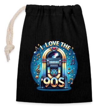 I Love The 90s - Closable cotton gift bag (14x20cm) - black - Front