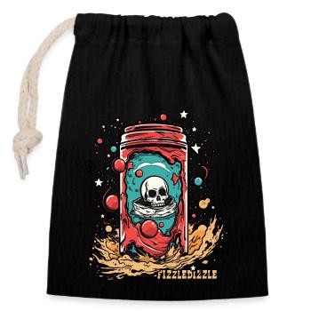 Buvez, grésillez, étourdissez la canette de soda Skull - Sac cadeau en coton avec cordon (14 x 20 cm) - noir - Devant