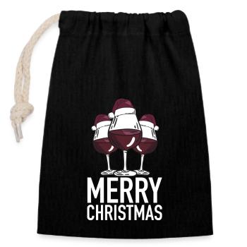 Joyeux Noël - Sac cadeau en coton avec cordon (14 x 20 cm) - noir - Devant