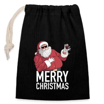 Joyeux Noël - Sac cadeau en coton avec cordon (14 x 20 cm) - noir - Devant