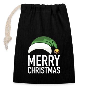 Merry Christmas - Closable cotton gift bag (14x20cm) - black - Front