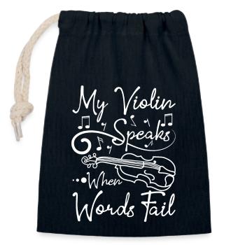 My violin speaks when words fail - Verschließbarer Geschenkbeutel aus Baumwolle (14x20cm) - Navy - Vorne