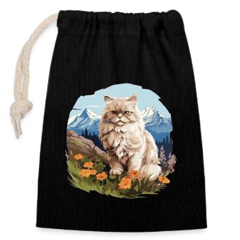 Persian Cat Perser Katze - Verschließbarer Geschenkbeutel aus Baumwolle (14x20cm) - Schwarz - Vorne