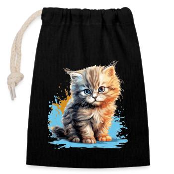 Persian Cat Perser Katze - Verschließbarer Geschenkbeutel aus Baumwolle (14x20cm) - Schwarz - Vorne
