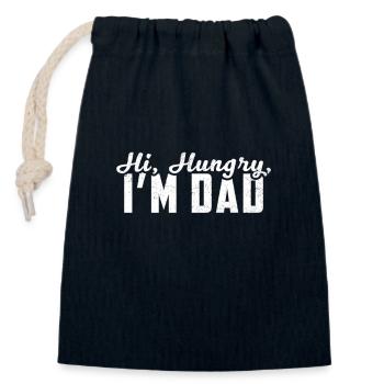 Salut Hungry, I’m Dad Drôle Fête des Pères Papa Blague Jeu de mots - Sac cadeau en coton avec cordon (14 x 20 cm) - bleu marine - Devant