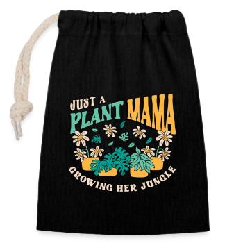 Houseplants Just A Plant Mama Growing Flower Pot - Closable cotton gift bag (14x20cm) - black - Front