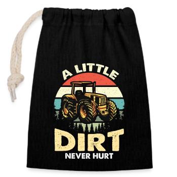 Harvester A Little Dirt Never Hurt Retro Farmer - Closable cotton gift bag (14x20cm) - black - Front