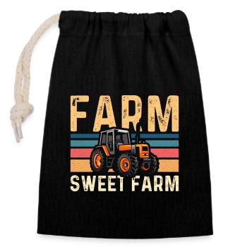 Harvester Farm Sweet Farm Farmer Combine Harvester - Closable cotton gift bag (14x20cm) - black - Front