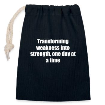 Fitness - Transforming weakness into strength, - Verschließbarer Geschenkbeutel aus Baumwolle (14x20cm) - Navy - Vorne