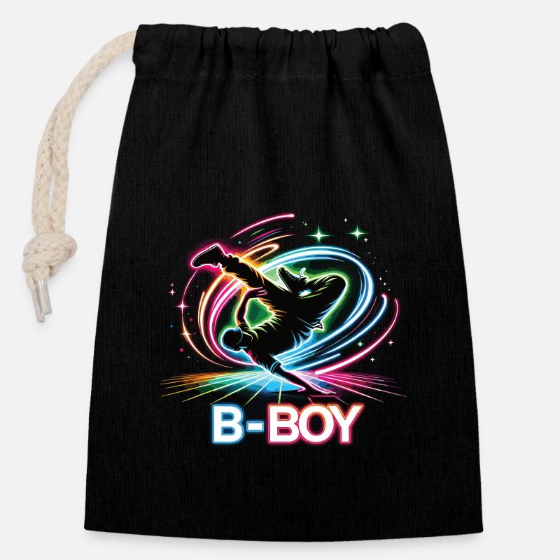 Breakdance Breakdancer Breakdance Enfants - Sac cadeau en coton avec cordon (14 x 20 cm) - noir