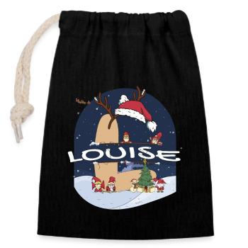 Génial Louise nom w chapeau de père Noël dans le thème de Noël - Sac cadeau en coton avec cordon (14 x 20 cm) - noir - Devant