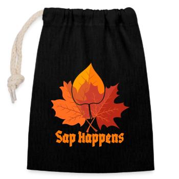 Maple Syrup Tree Tapping Funny Autumn Pancake - Closable cotton gift bag (14x20cm) - black - Front