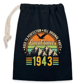 1943 Vintage Geburtstag - Verschließbarer Geschenkbeutel aus Baumwolle (14x20cm) - Navy - Vorne