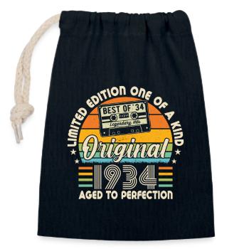 1934 Vintage Birthday - Closable cotton gift bag (14x20cm) - navy - Front