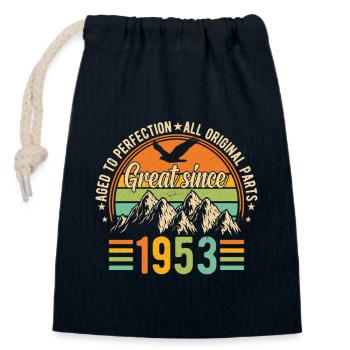 1953 Geburtstagsgeschenk - Retro Style - Verschließbarer Geschenkbeutel aus Baumwolle (14x20cm) - Navy - Vorne