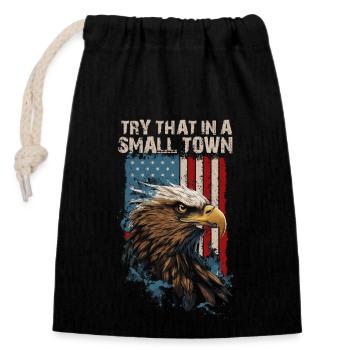 Versuchen Sie das in einer Kleinstadt American Flag Eagle - Verschließbarer Geschenkbeutel aus Baumwolle (14x20cm) - Schwarz - Vorne